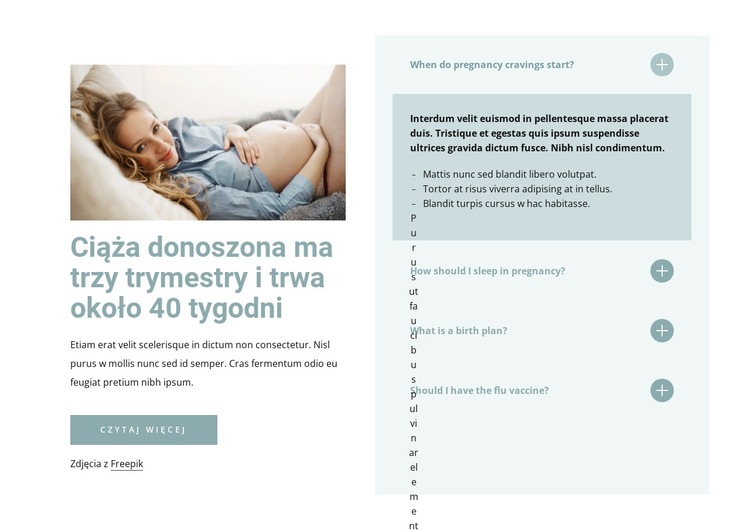 Donoszona ciąża Szablon witryny sieci Web