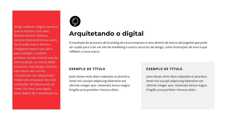 Textos em células diferentes Landing Page