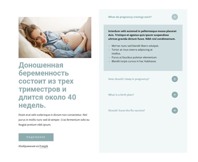 Доношенная беременность CSS шаблон