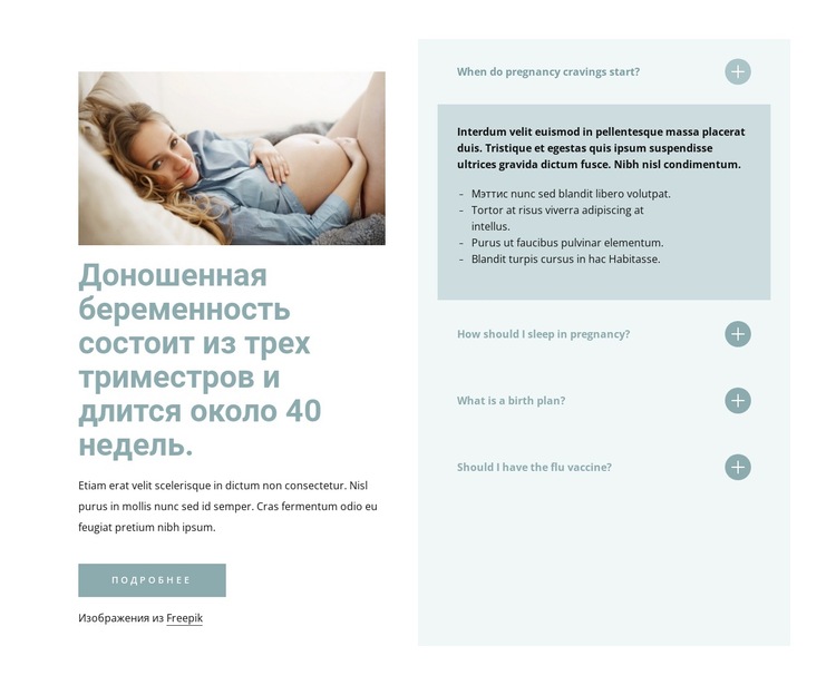 Доношенная беременность Шаблон веб-сайта