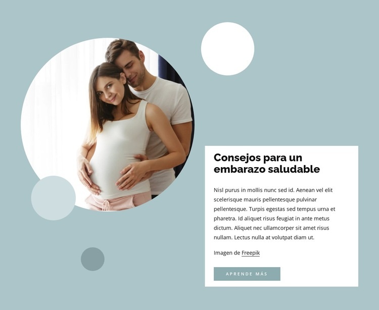 Consejos para un embarazo saludable Maqueta de sitio web