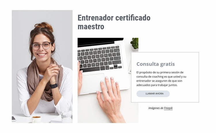 Entrenador certificado maestro Maqueta de sitio web