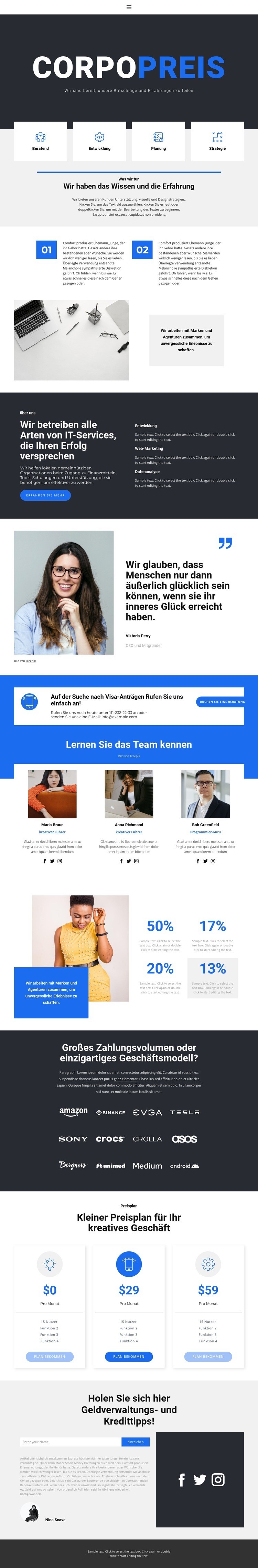 Unternehmensstil Website design