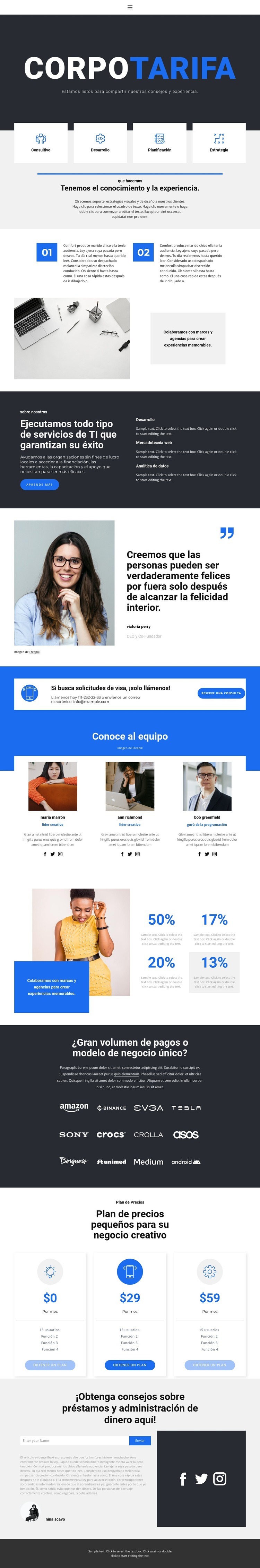 estilo corporativo Creador de sitios web HTML