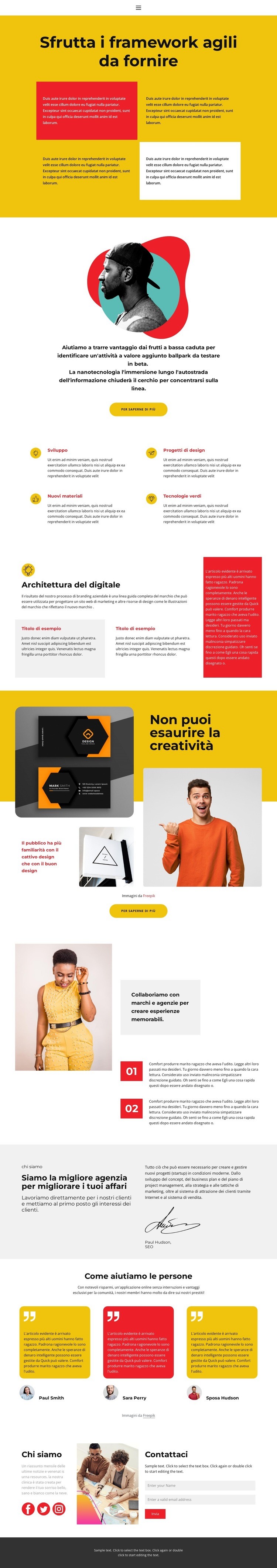 Pagina luminosa Mockup del sito web