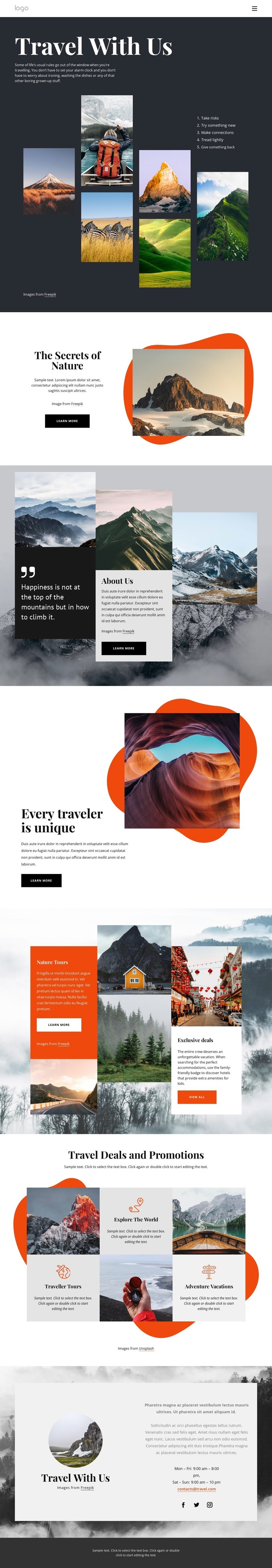 Local and specialized travel agency Homepage Design