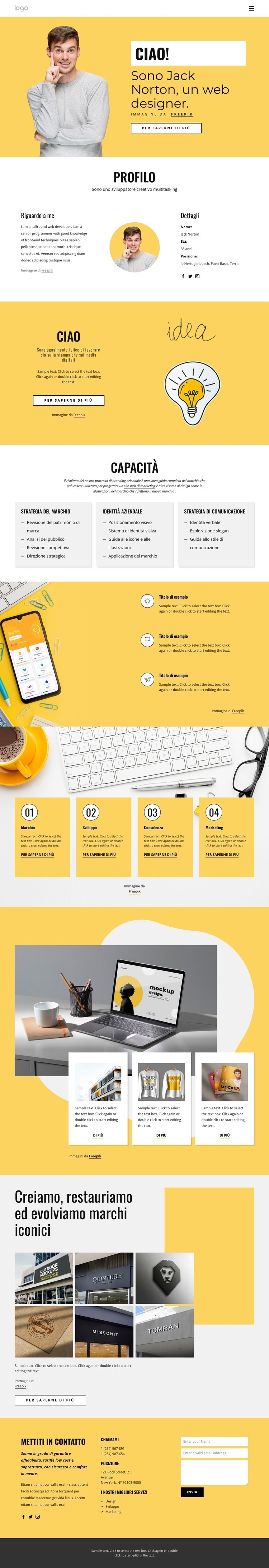 Sono un web designer Mockup del sito web