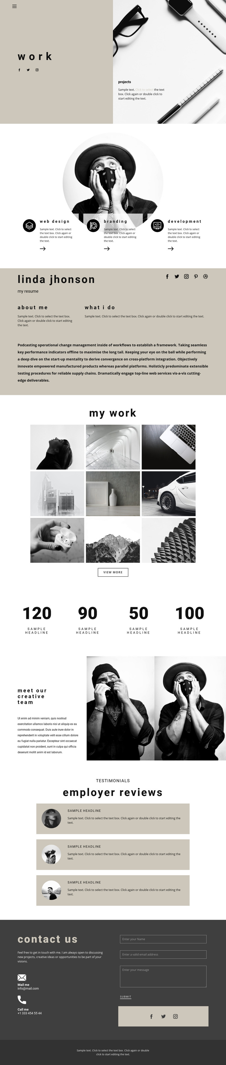 Art space resume Homepage Design