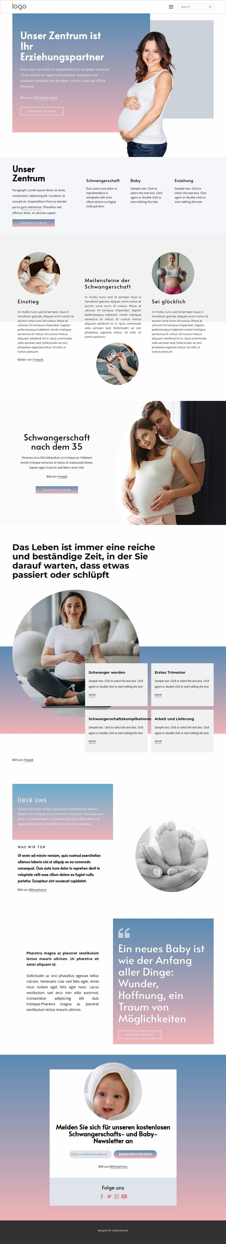 Das Schwangerschaftszentrum Website Builder-Vorlagen