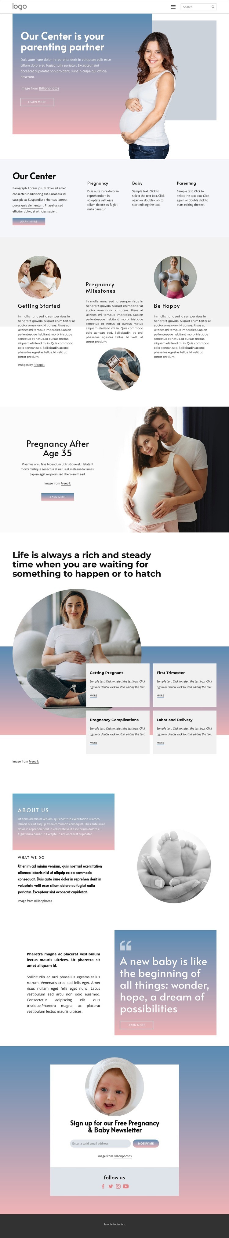 The pregnancy center Homepage Design