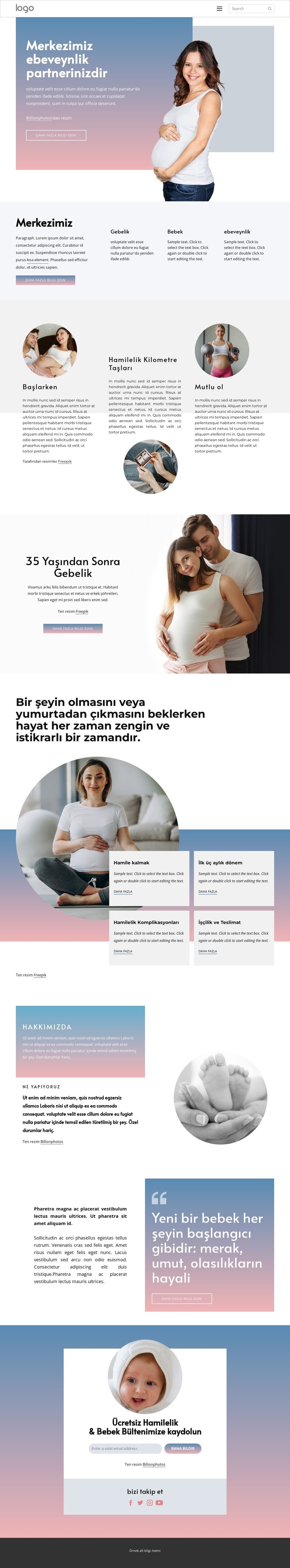 hamilelik merkezi Bir Sayfa Şablonu