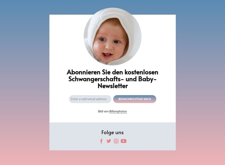 Kostenloser Schwangerschafts- und Baby-Newsletter HTML-Vorlage
