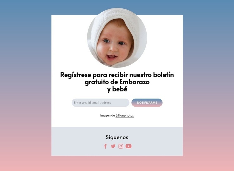 Boletín gratuito de embarazo y bebé. Creador de sitios web HTML