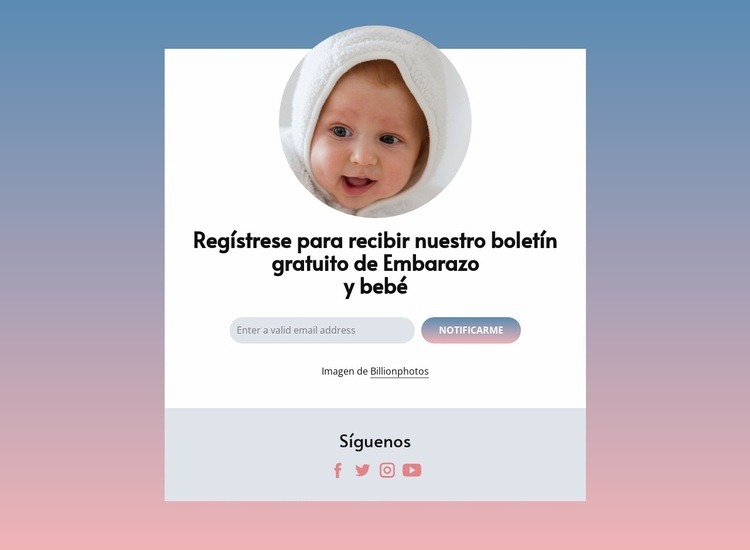 Boletín gratuito de embarazo y bebé. Plantillas de creación de sitios web