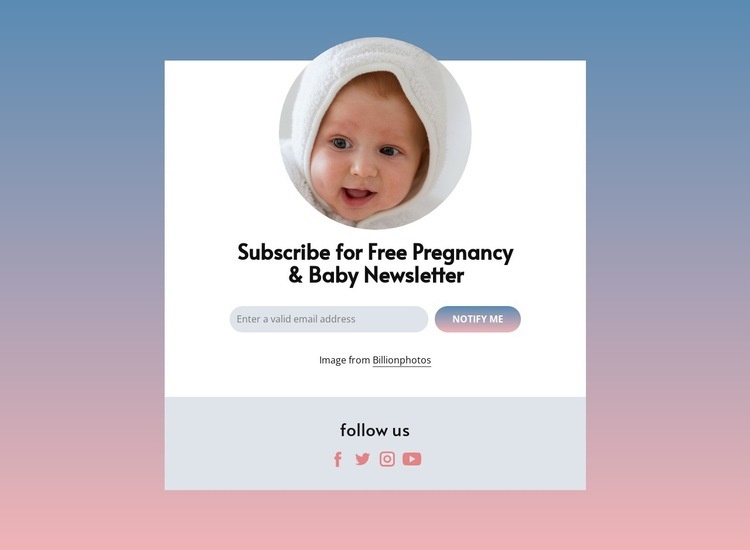 Free pregnancy and baby newsletter Homepage Design