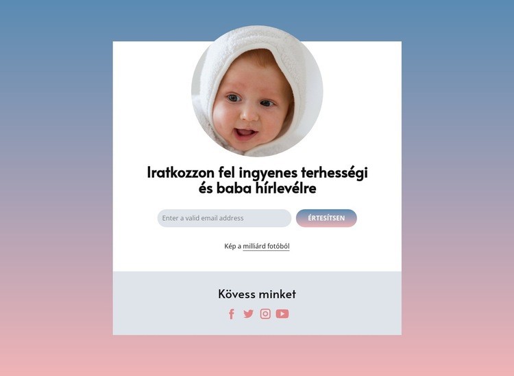 Ingyenes terhesség és baba hírlevél Weboldal tervezés