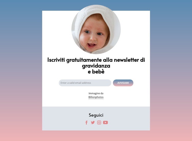 Newsletter gratuita per la gravidanza e il bambino Progettazione di siti web