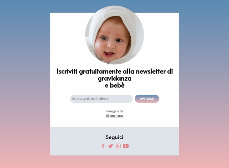 Newsletter gratuita per la gravidanza e il bambino Modello Joomla