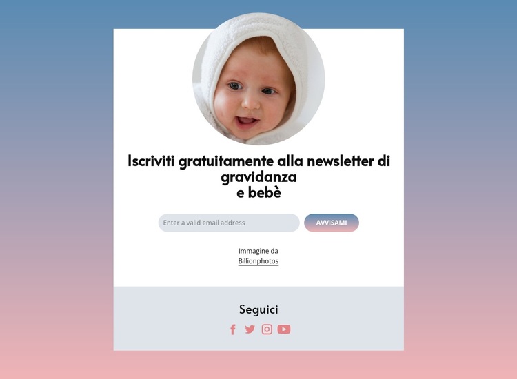 Newsletter gratuita per la gravidanza e il bambino Tema WordPress