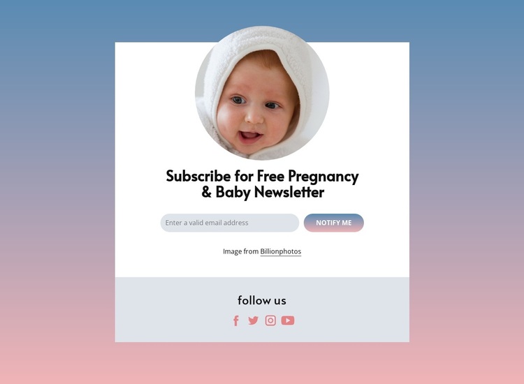 Free pregnancy and baby newsletter Joomla Page Builder