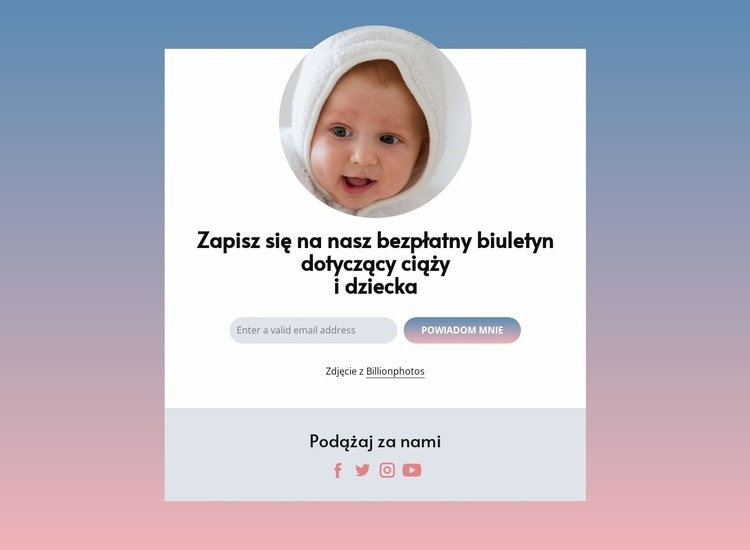 Bezpłatny newsletter dotyczący ciąży i dziecka Kreator witryn internetowych HTML