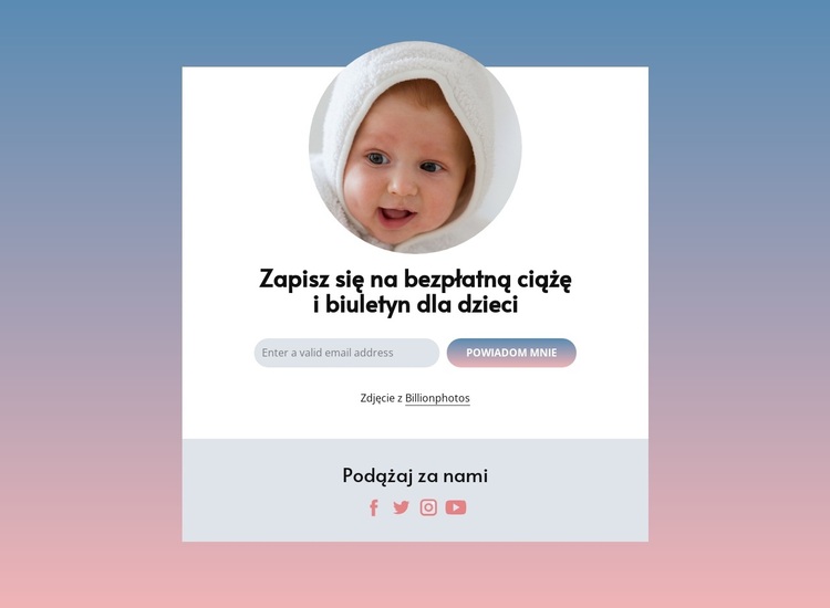 Bezpłatny newsletter dotyczący ciąży i dziecka Motyw WordPress