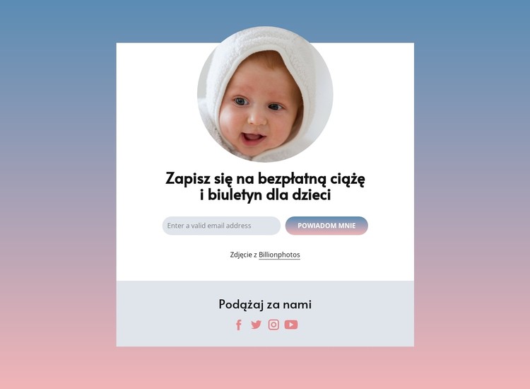 Bezpłatny newsletter dotyczący ciąży i dziecka Szablon CSS