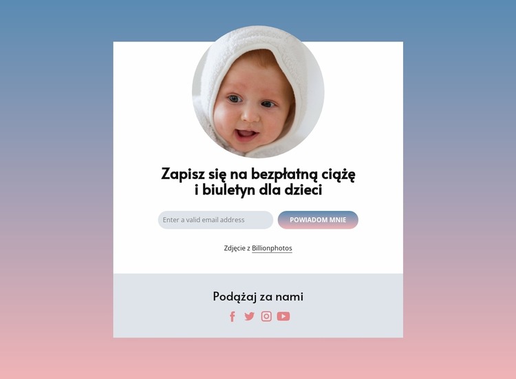 Bezpłatny newsletter dotyczący ciąży i dziecka Szablon Joomla
