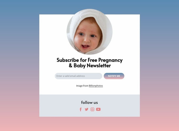 Gratis nyhetsbrev om graviditet och bebis Html webbplatsbyggare