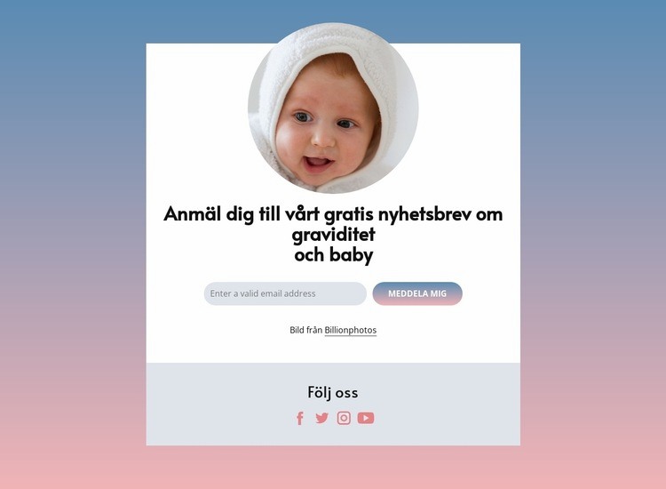 Gratis nyhetsbrev om graviditet och bebis Webbplats mall