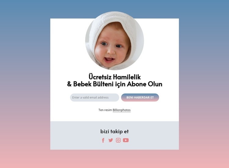 Ücretsiz hamilelik ve bebek bülteni Açılış sayfası