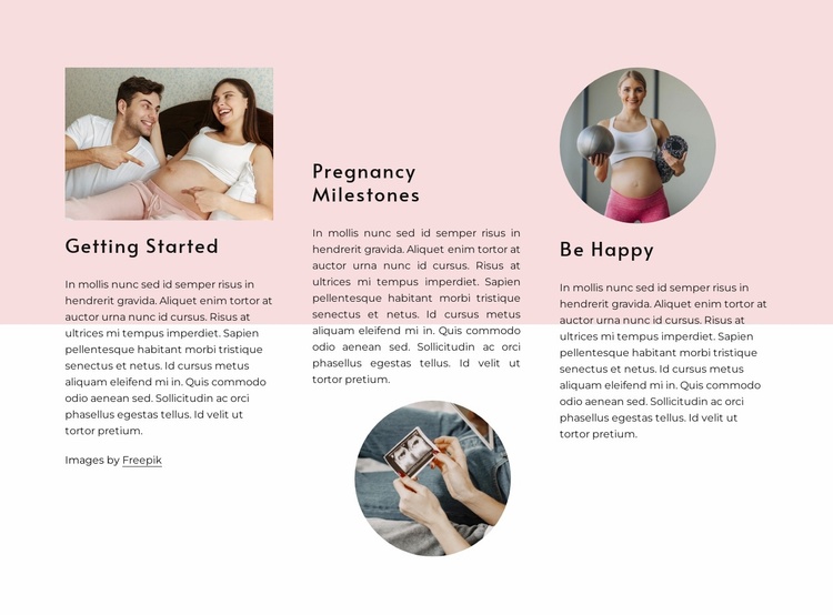 Pregnancy milestones Landing Page