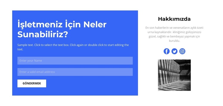 Bize sosyal olarak yazın WordPress Teması