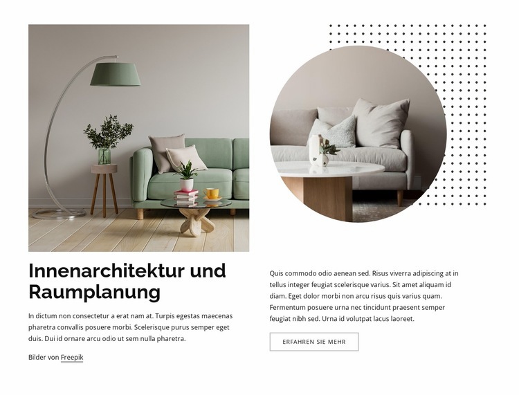 Prozess der Innenarchitektur Website Builder-Vorlagen