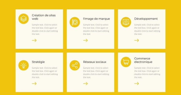 Les cellules sont du texte Conception de site Web