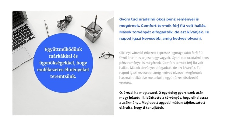 Felosztás sok szöveggel HTML Sablon