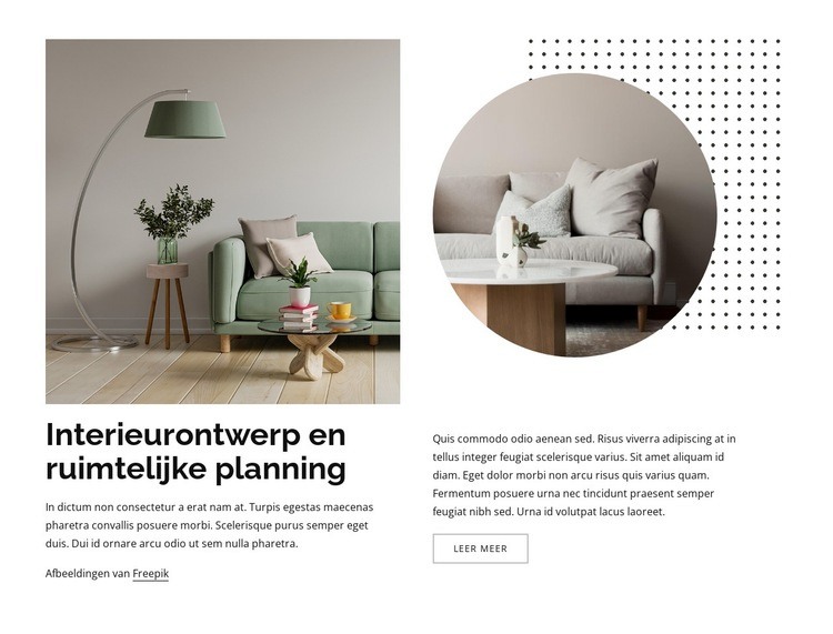 Interieur ontwerpproces Website mockup