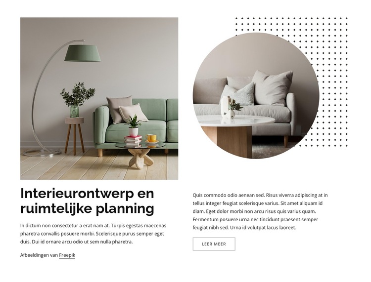 Interieur ontwerpproces Website sjabloon