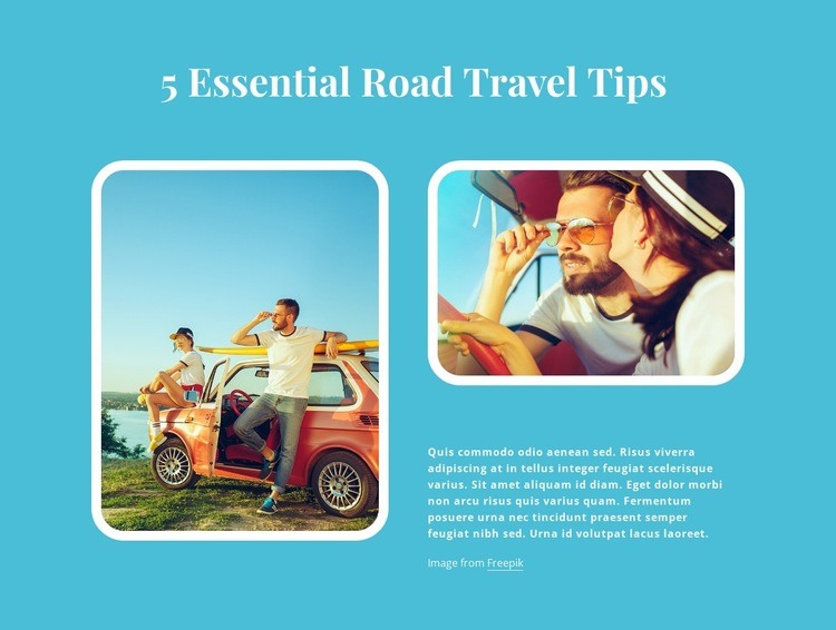 Essential road travel Web Page Design