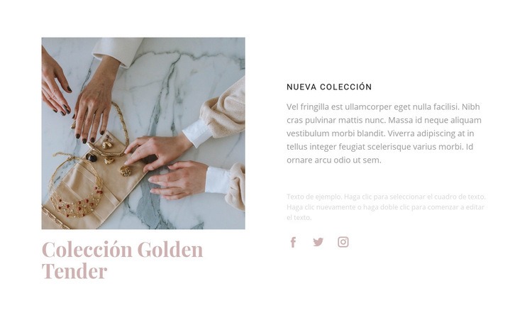 Colección golden tender Maqueta de sitio web
