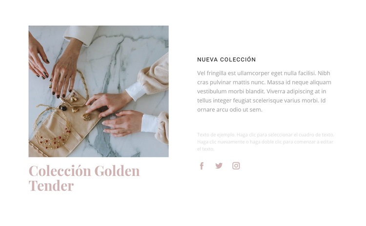 Colección golden tender Plantilla
