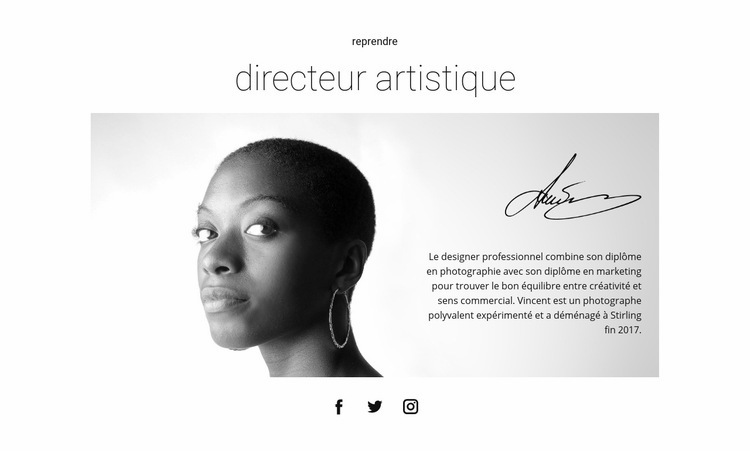CV de leader du design Maquette de site Web