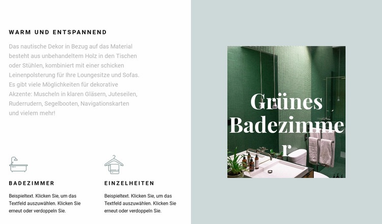Grünes Badezimmer Website Builder-Vorlagen