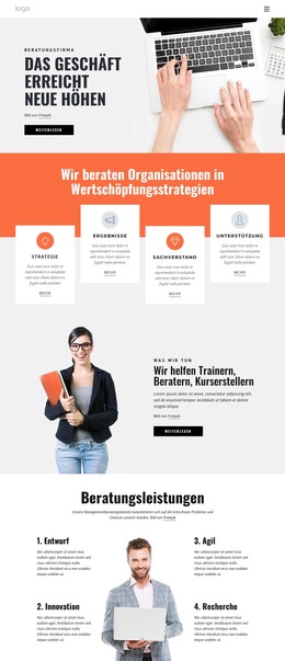 Effektive Geschäftsstrategien - Beste Website-Vorlage