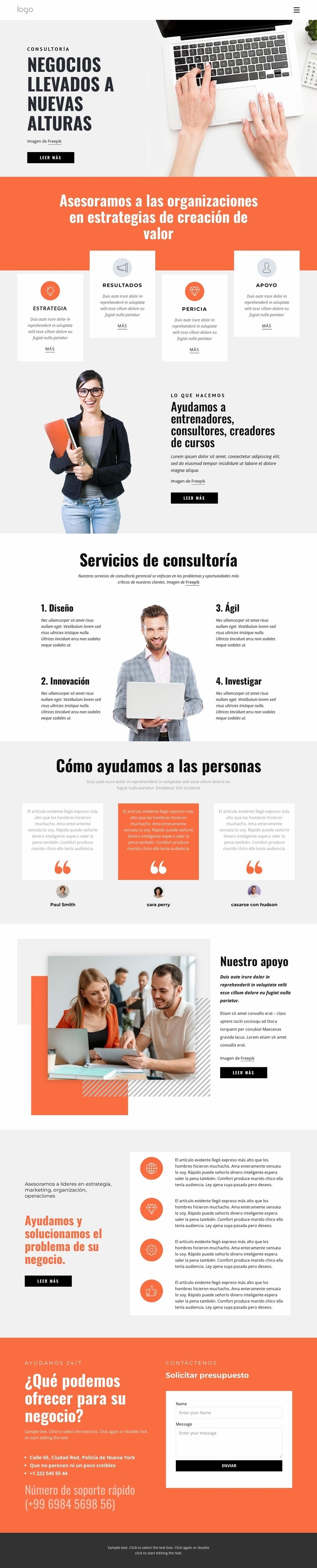 Estrategias comerciales efectivas. Plantillas de creación de sitios web