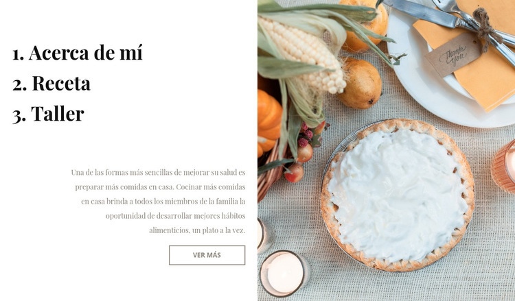 Blog de cocina Maqueta de sitio web