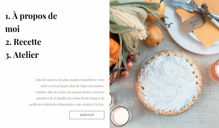 Blog de cuisine Modèle d'une page