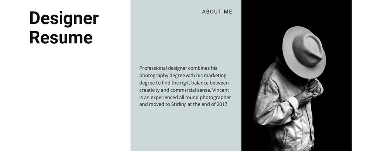 Art creator resume Homepage Design