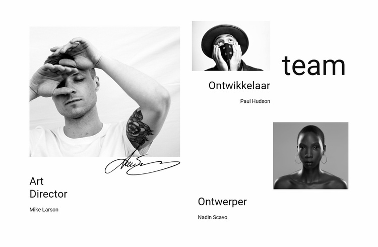 Ons bedrijfsteam Website mockup