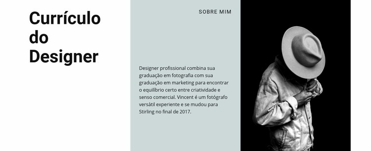 Currículo do criador de arte Construtor de sites HTML